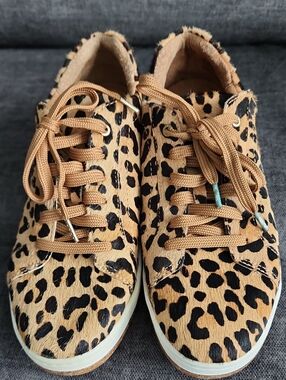 Aetrex Leopard Print Lace-Up Sneakers - Tan/Black Eur38